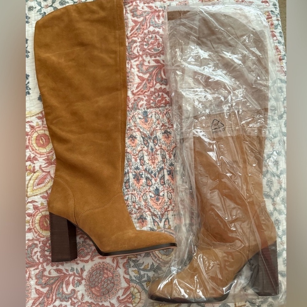 NEW | SPELL Cha Cha Slouch Leather Suede Boots in Tan 39= US 8 - Picture 3 of 13